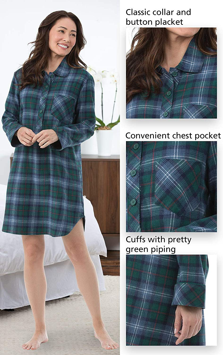 Pajamagram Women'S Sleep Shirt Plaid - Sleepshirt Womens Apparel & Accessories > Clothing > Sleepwear & Loungewear > Nightgowns Kylie Max