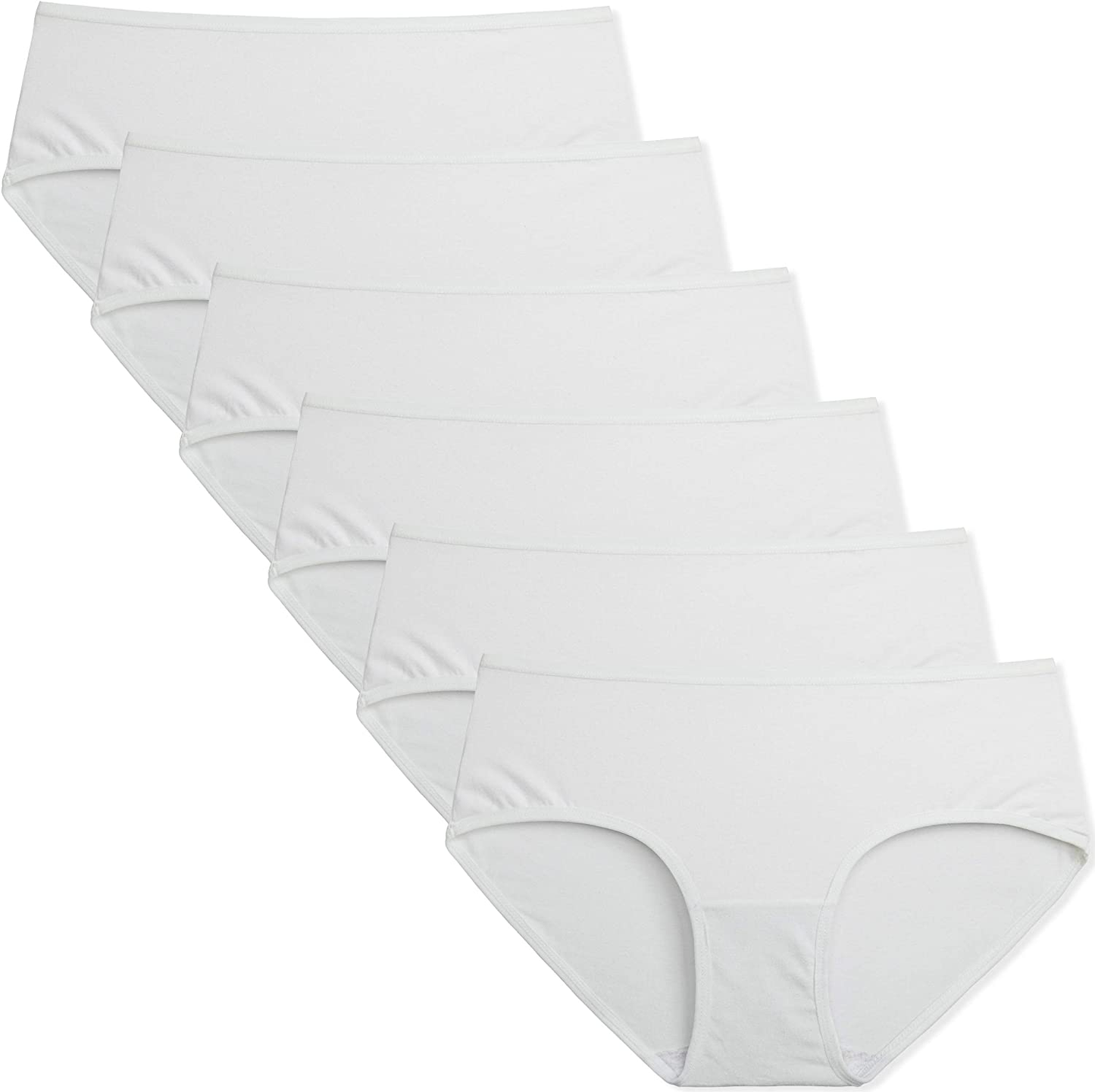 INNERSY Womens Underwear Cotton Hipster Panties Regular & plus Size 6-Pack Apparel & Accessories > Clothing > Underwear & Socks > Underwear INNERSY White Large