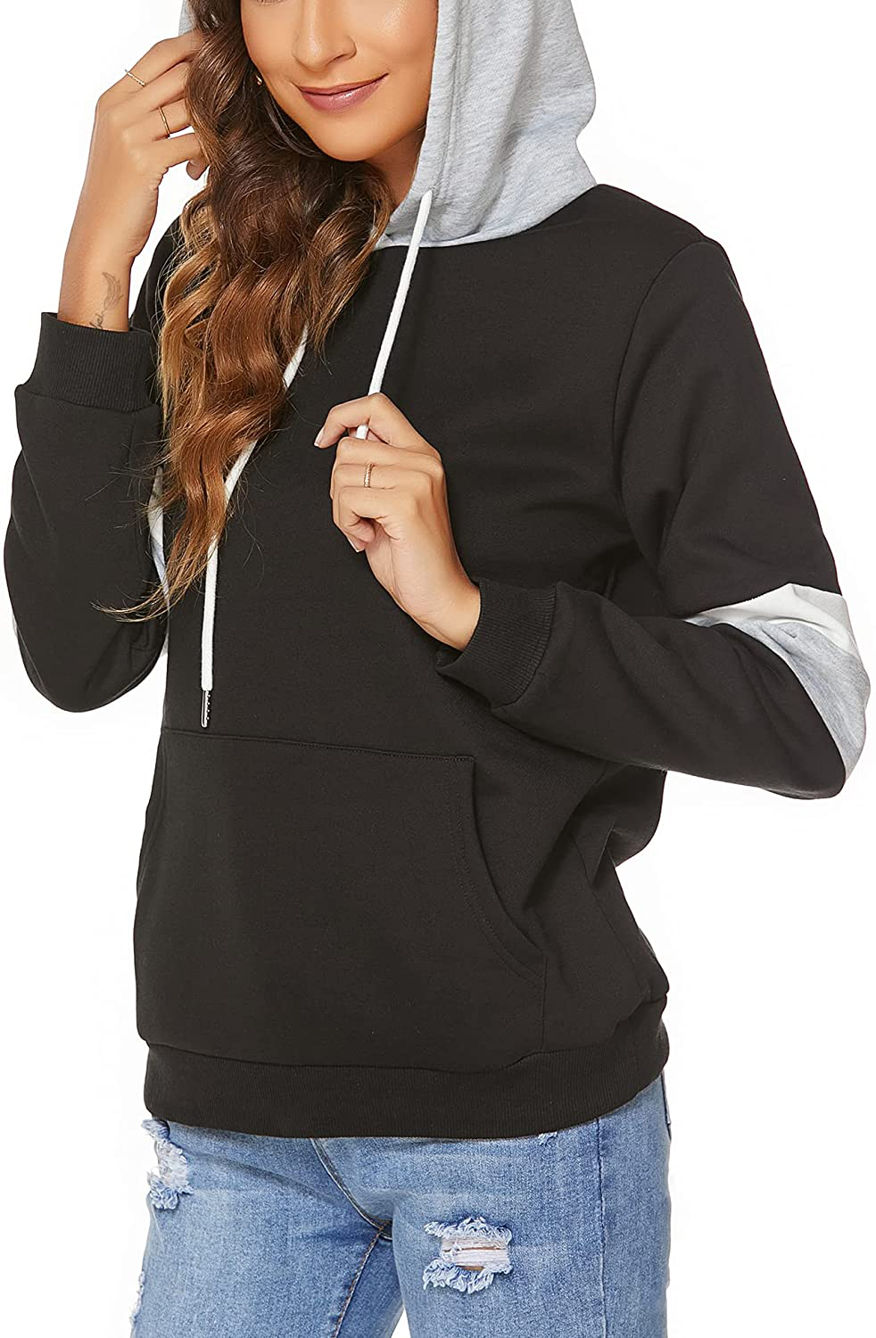 FINWANLO Hoodies for Women Casual Long Sleeve Tops Fleece Pullover Hooded Sweatshirts Jacket with Pockets Apparel & Accessories > Clothing > Activewear Kylie Max