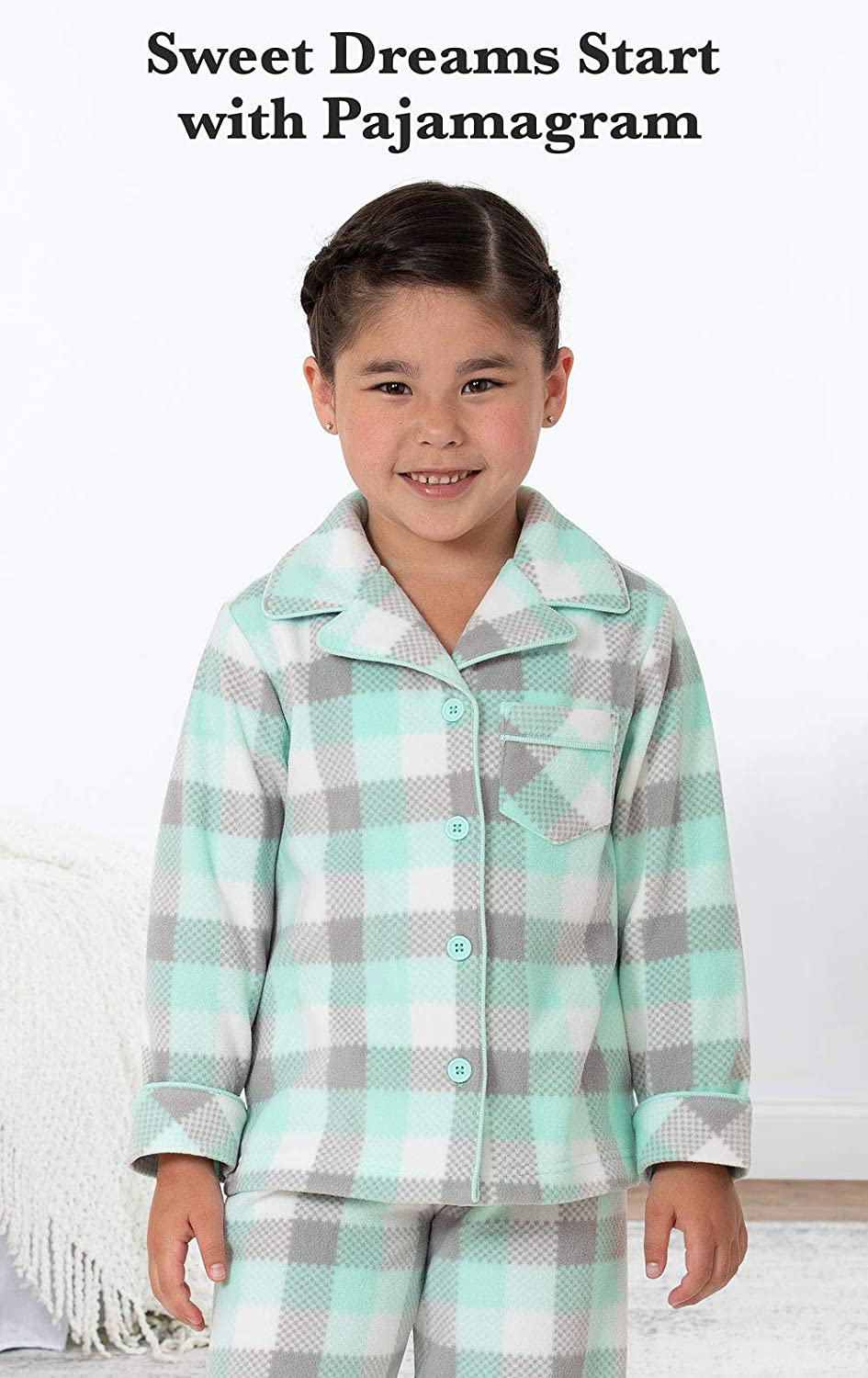 Pajamagram Big Girls Fleece Button-Front Pajama Set Apparel & Accessories > Clothing > Sleepwear & Loungewear > Pajamas Kylie Max