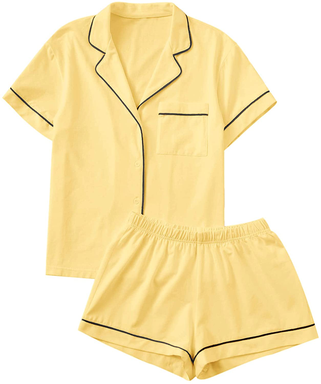 Floerns Women's Notch Collar Short Sleeve Sleepwear Two Piece Pajama Set Apparel & Accessories > Clothing > Sleepwear & Loungewear > Pajamas Floerns