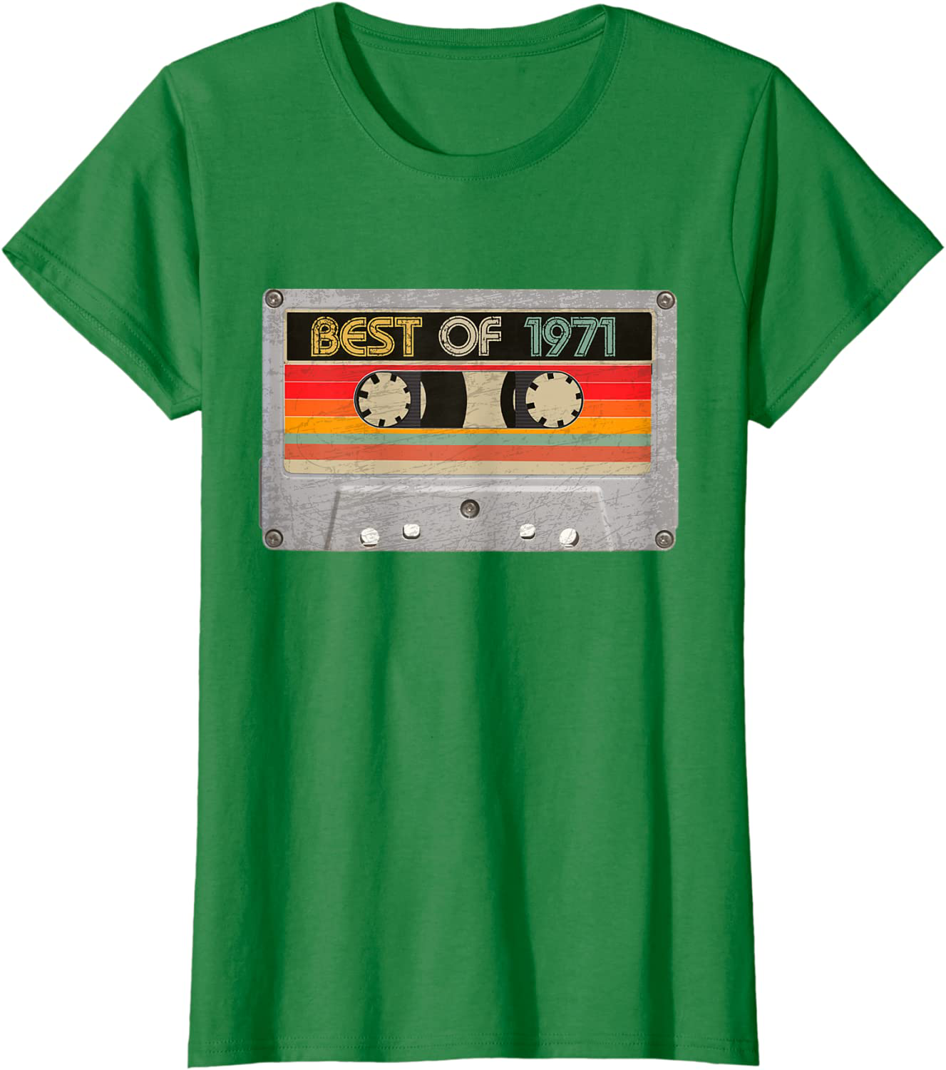 Best Of 1971 50th Birthday Gifts Cassette Tape Vintage T-Shirt Arts & Entertainment > Party & Celebration > Gift Giving BORN Kelly Green Women Small