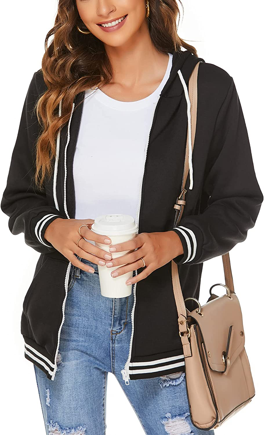 FINWANLO Hoodies for Women Casual Long Sleeve Tops Fleece Pullover Hooded Sweatshirts Jacket with Pockets Apparel & Accessories > Clothing > Activewear Kylie Max