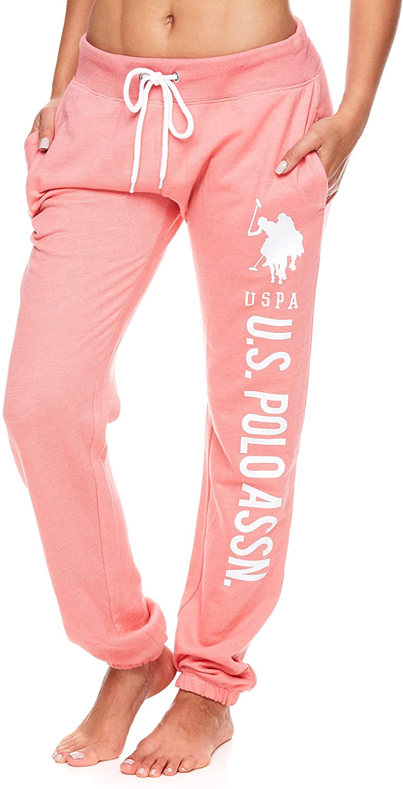 U.S. Polo Assn. Essentials Womens Sweatpants with Pockets - French Terry Jogger Sweats Apparel & Accessories > Clothing > Underwear & Socks > Underwear U.S. Polo Assn. Coral-heather Small