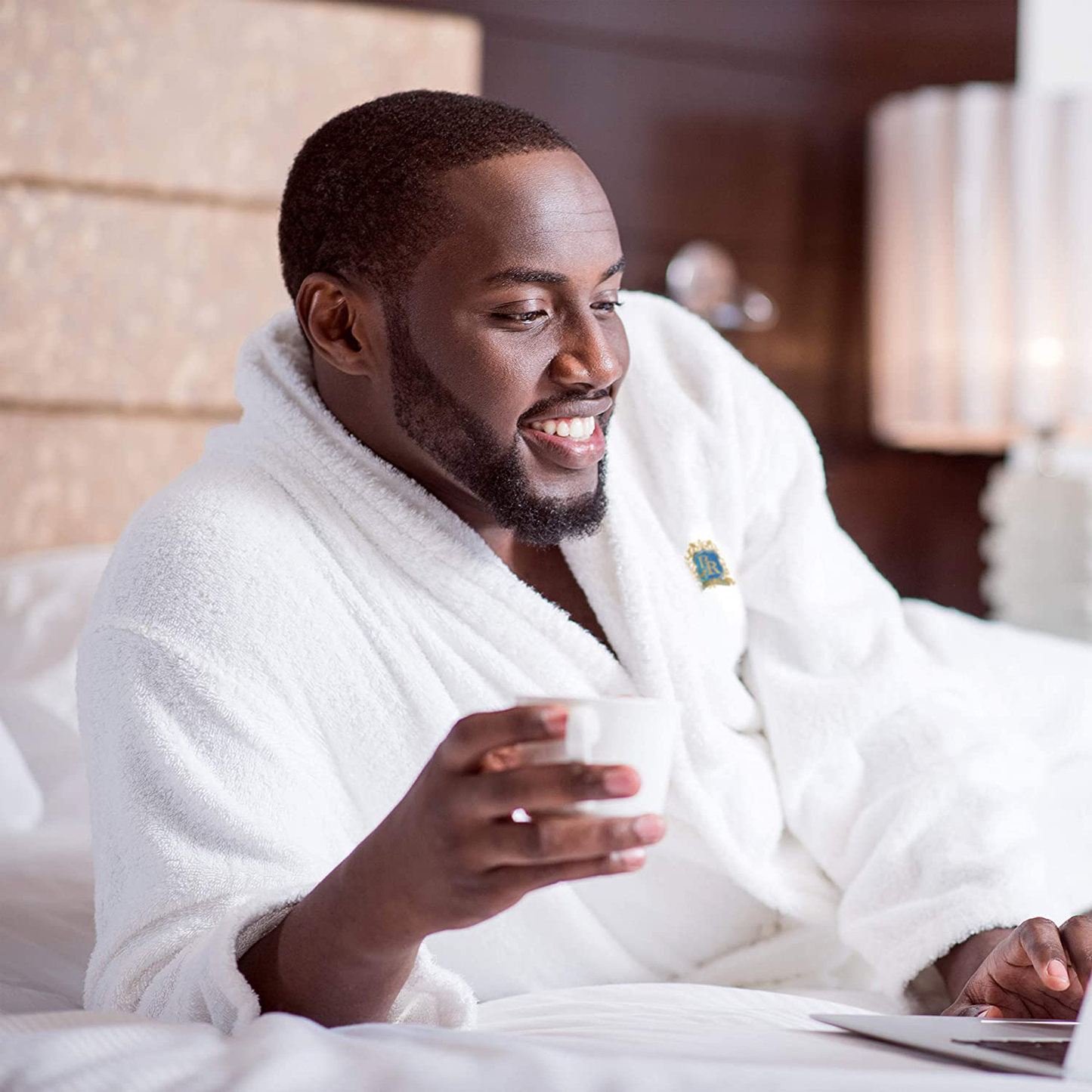 Baroque Royal Men'S 100% Egyptian Terry Shawl Collar Cotton Self Tie Waist Bathrobes with Soft & Warm Slippers Apparel & Accessories > Clothing > Sleepwear & Loungewear > Robes Kylie Max