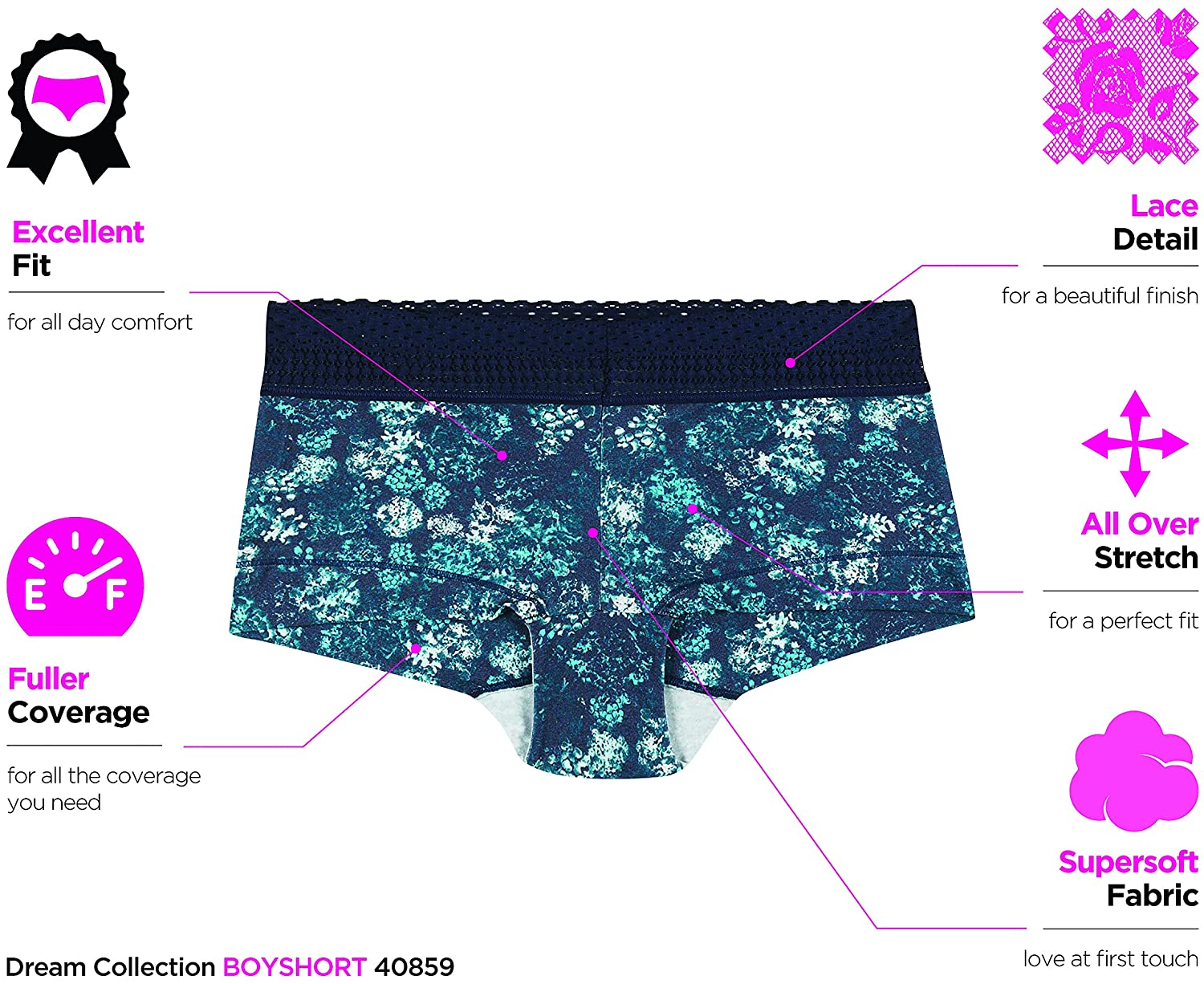 Maidenform Women'S Dream Cotton with Lace Boyshort Apparel & Accessories > Clothing > Underwear & Socks > Underwear Maidenform