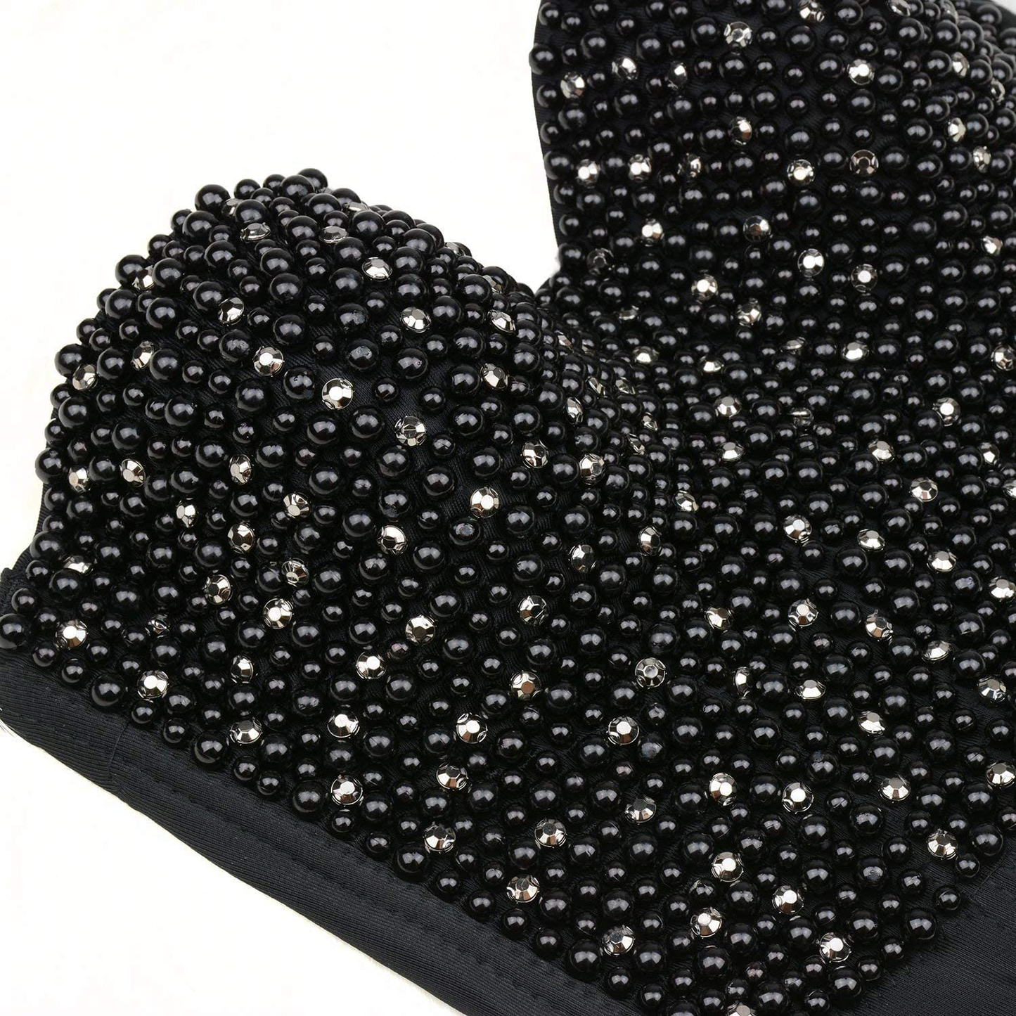 ELLACCI Women'S Diamond Pearls Beaded Rhinestone Bustier Crop Top Corset Tube Top Apparel & Accessories > Clothing > Underwear & Socks > Lingerie ELLACCI