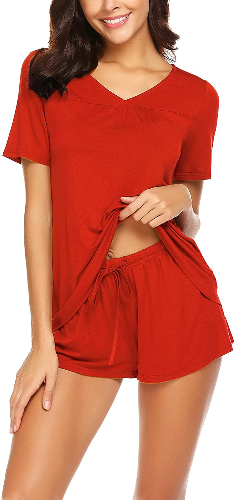Avidlove Women's Shorts Pajama Set Short Sleeve Sleepwear Nightwear Pjs S-XXL Apparel & Accessories > Clothing > Sleepwear & Loungewear > Pajamas Avidlove Red Large