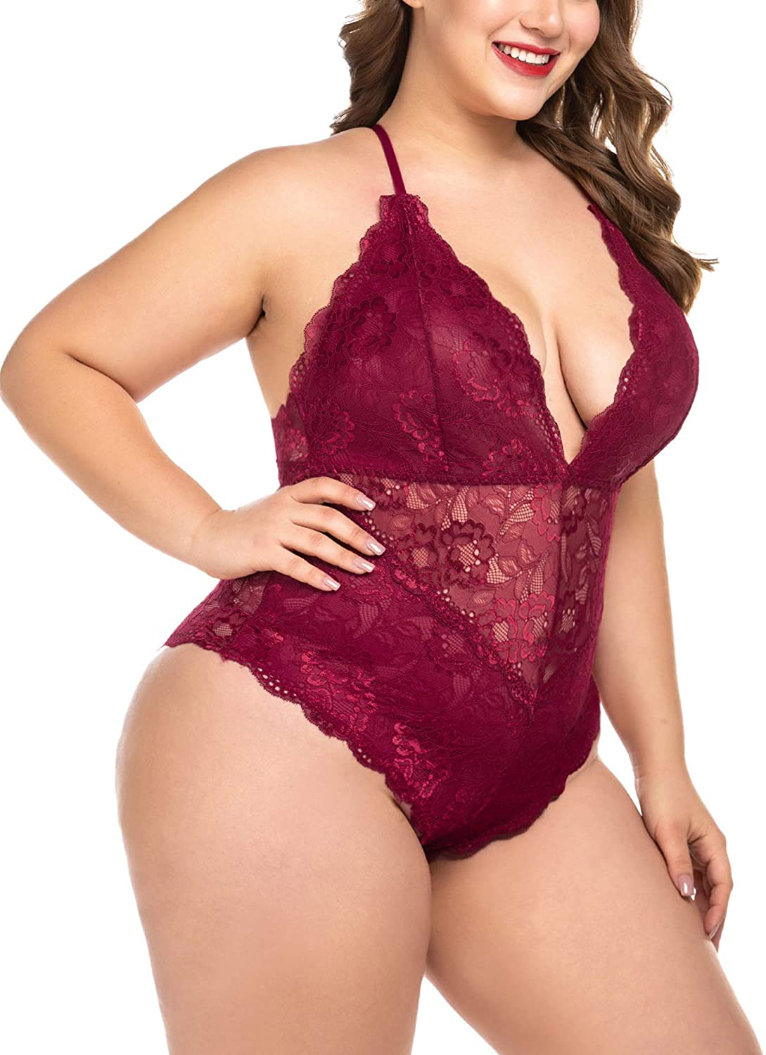 ELOVER Lingerie for Women Plus Size Lace Teddy Lingerie Bodysuit One Piece Babydoll Apparel & Accessories > Clothing > Underwear & Socks > Lingerie ELOVER