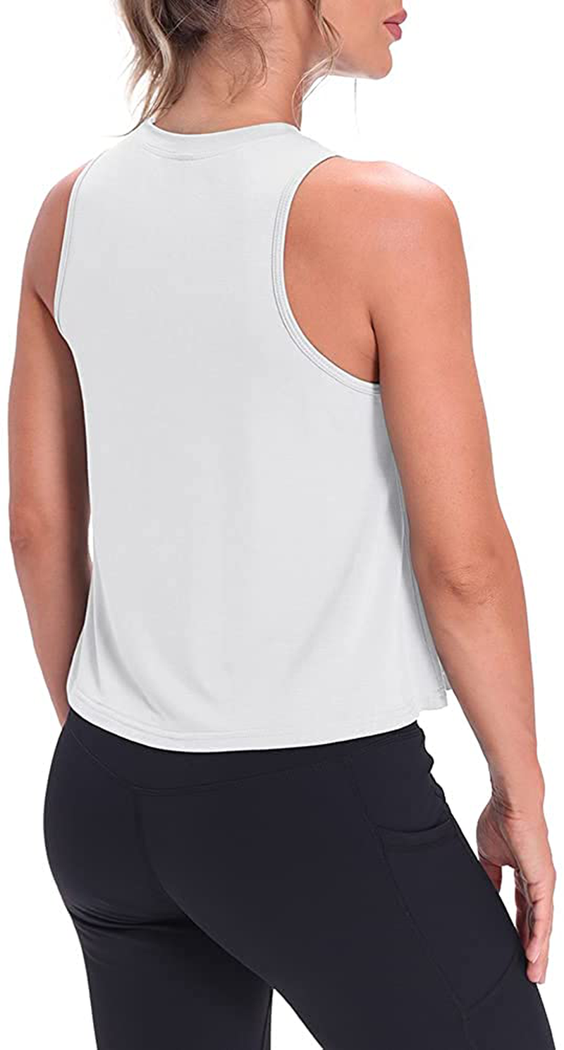 Mippo Crop Tops for Women Womens Workout Tops Flowy Cropped Tank Tops Athletic Shirts Apparel & Accessories > Clothing > Activewear Kylie Max