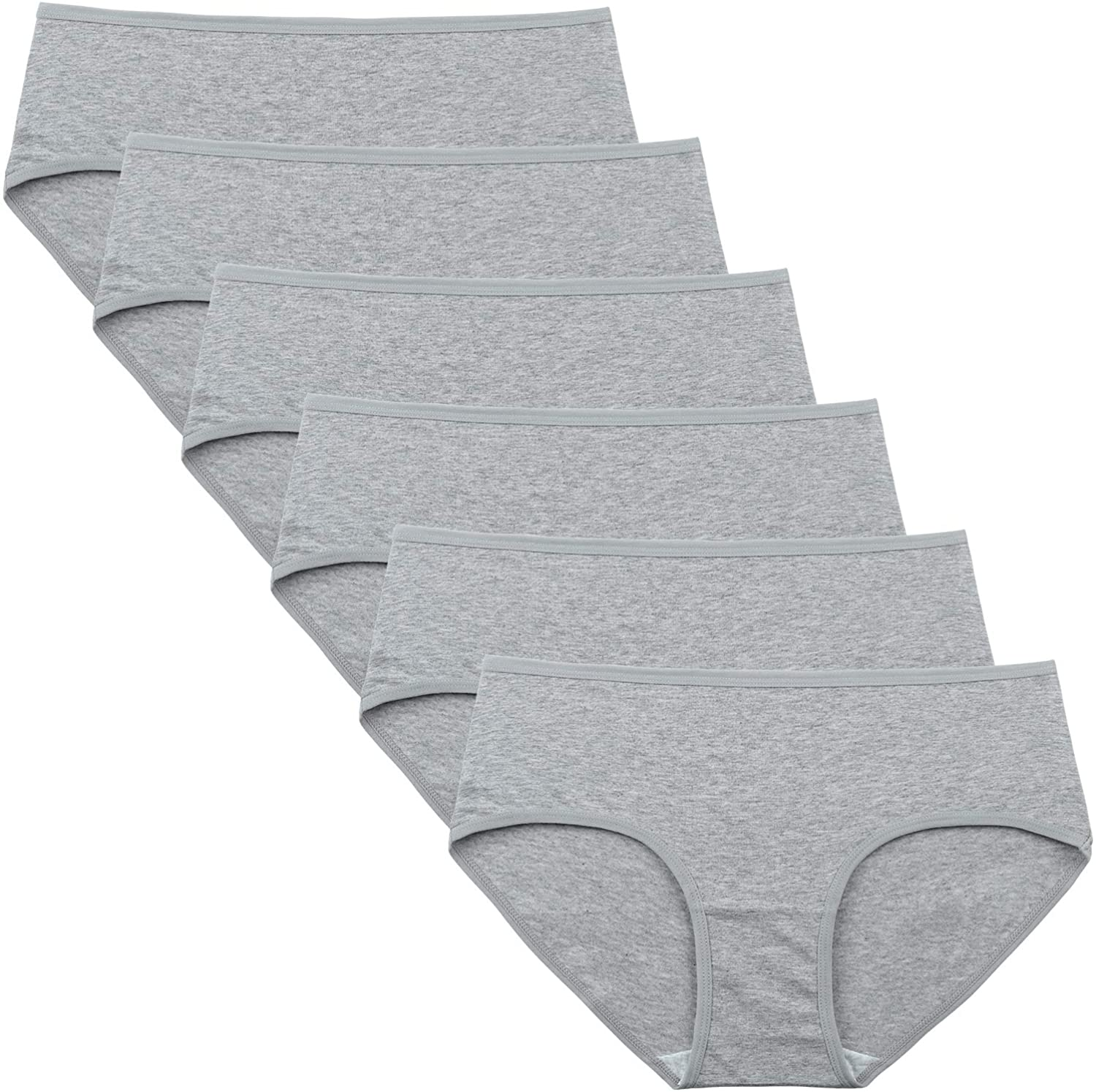 INNERSY Womens Underwear Cotton Hipster Panties Regular & plus Size 6-Pack Apparel & Accessories > Clothing > Underwear & Socks > Underwear INNERSY French Grey Small