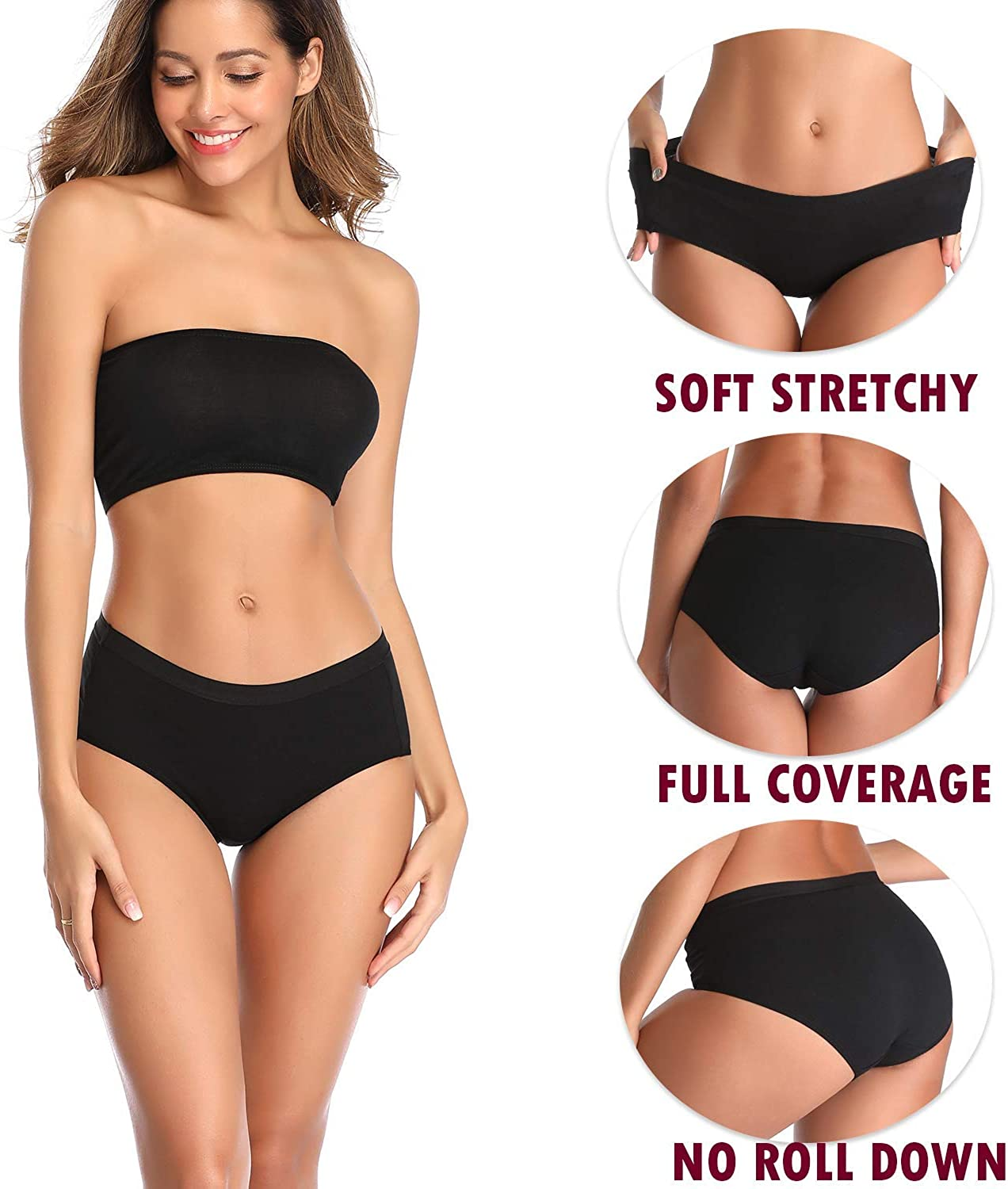 OLIKEME Womens Underwear Mid Waist Full Coverage Breathable Cotton Ladies Briefs Hipster Panties for Women Apparel & Accessories > Clothing > Underwear & Socks > Underwear OLIKEME