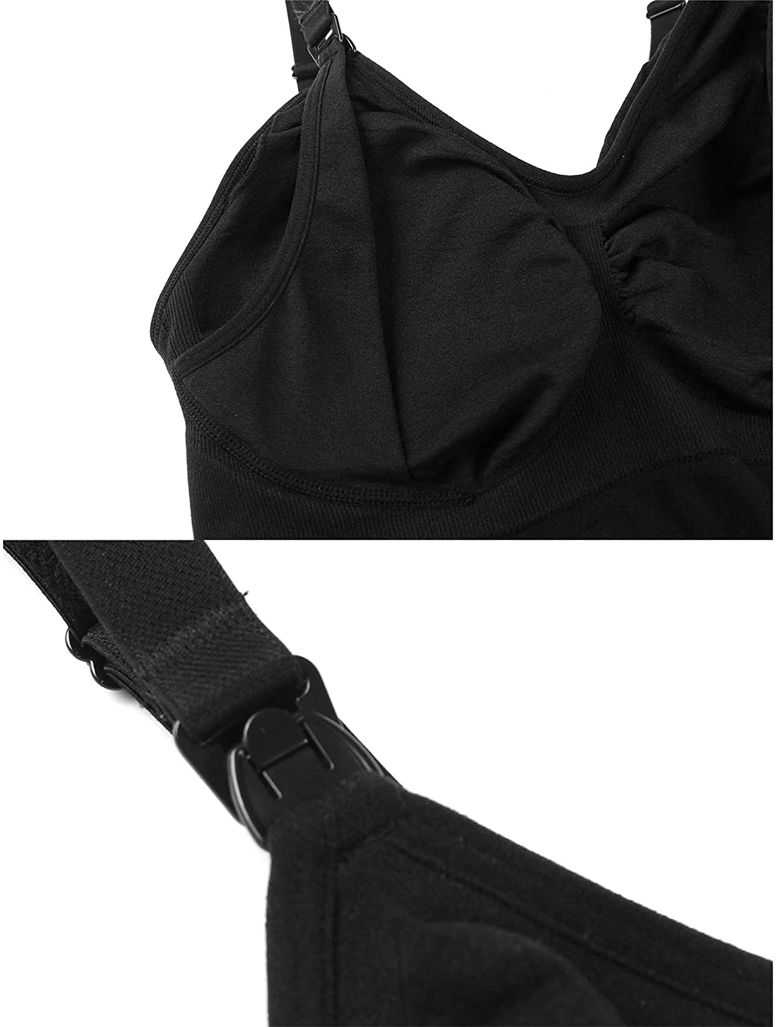 HOFISH Women'S Breast Feeding Tops,Maternity Nursing Cami with Build in Shelf Bra 3Pack Apparel & Accessories > Clothing > Activewear Kylie Max