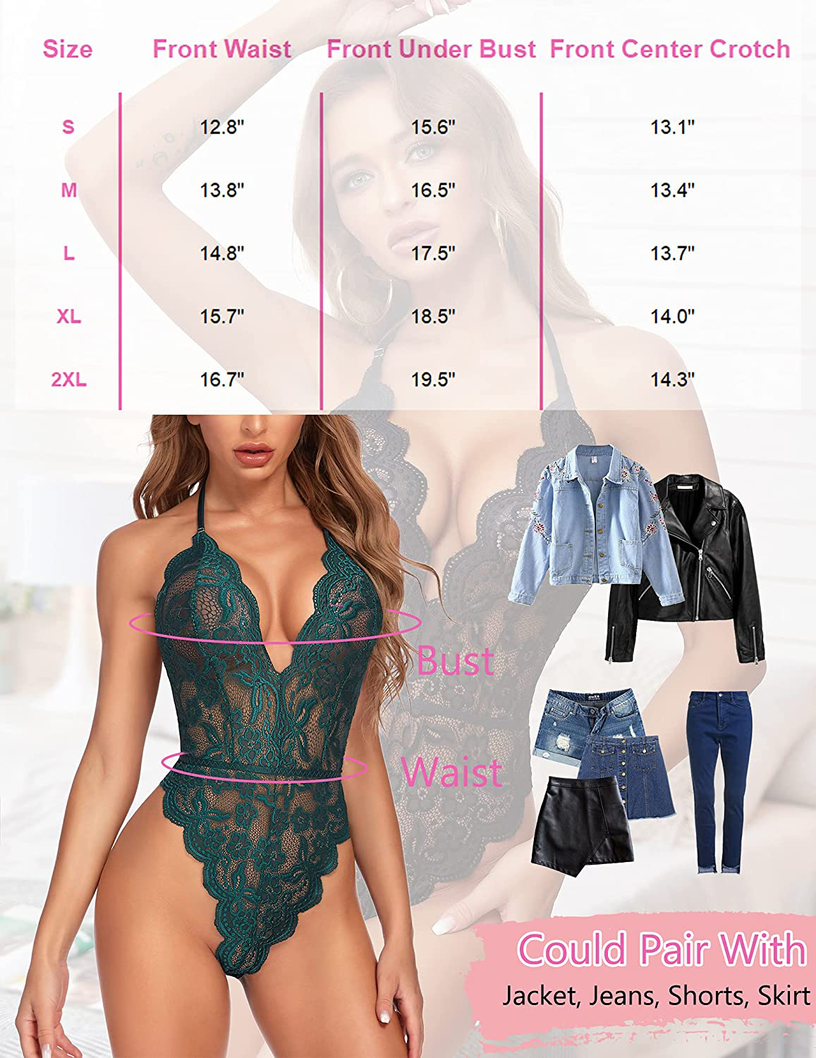 Avidlove Womens Lace Bodysuit Teddy Lingerie Sexy Deep V Halter One Piece Babydoll Apparel & Accessories > Clothing > Underwear & Socks > Lingerie Avidlove