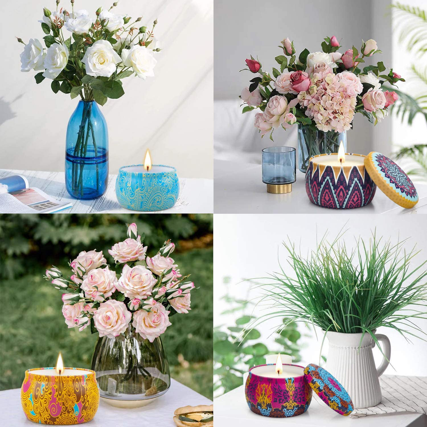 Scented Candles Set for Women Portable Candles Travel Tin Fragrance Gift for Mother Day Birthday Valentine Day Weddings Soy Candle Long Lasting Aromatherapy Candles for Home Fragrances Decor Arts & Entertainment > Party & Celebration > Gift Giving YINUO LIGHT