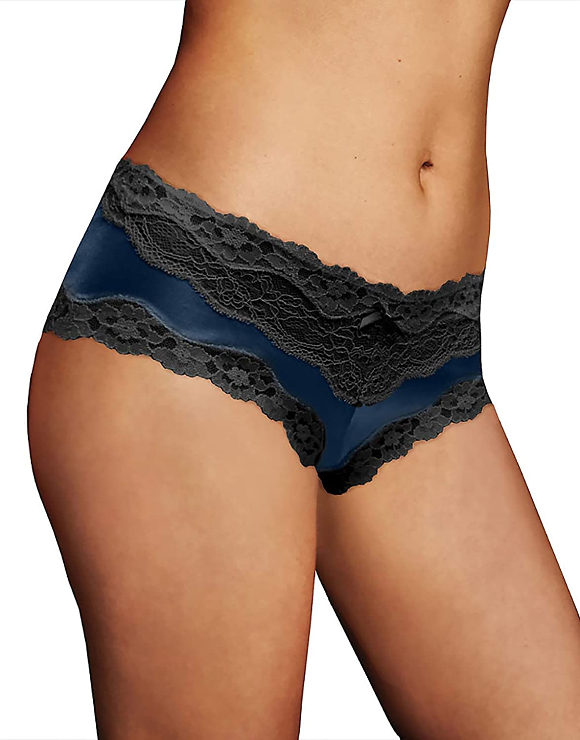 Maidenform Women'S Cheeky Micro Hipster with Lace Apparel & Accessories > Clothing > Underwear & Socks > Underwear Maidenform Navy / Black XX-Large
