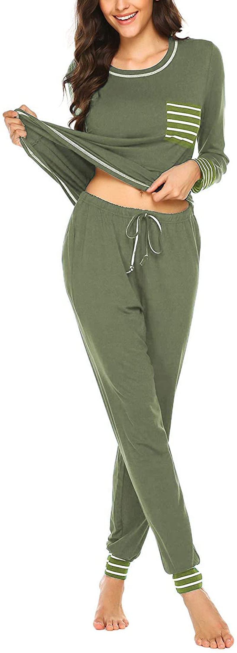 Ekouaer Pajamas Women’S Long Sleeve Sleepwear with Long Pants Soft Loungewear Pj Set S-XXL Apparel & Accessories > Clothing > Sleepwear & Loungewear > Pajamas Kylie Max