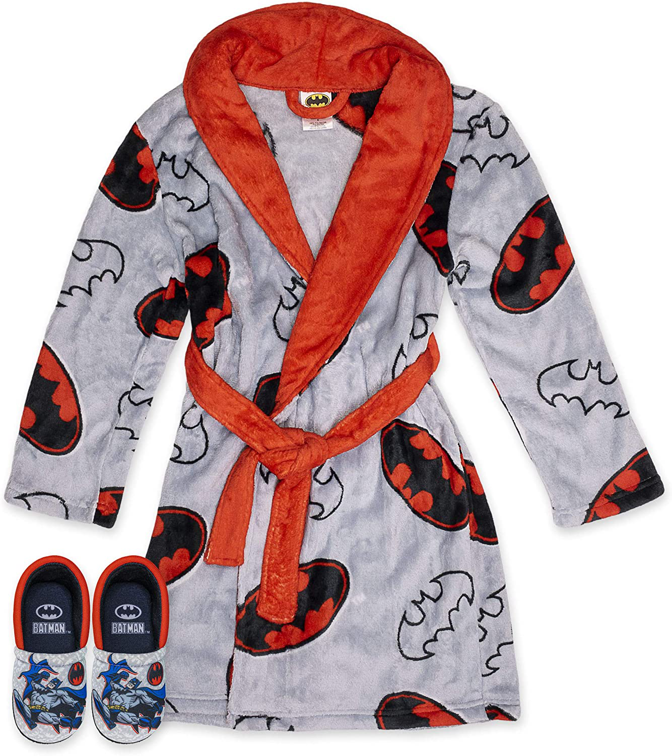 BATMAN Boy'S Sleepwear Robe Pajama with Slipper Bundle,Fleece,Boys Size 4 to 10 Apparel & Accessories > Clothing > Sleepwear & Loungewear > Robes Kylie Max
