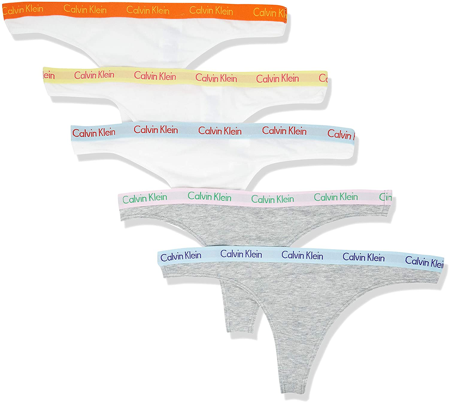 Calvin Klein Women's Carousel Logo Cotton Thong Panty Apparel & Accessories > Clothing > Underwear & Socks > Underwear Calvin Klein Grey Heater/White 5 Large