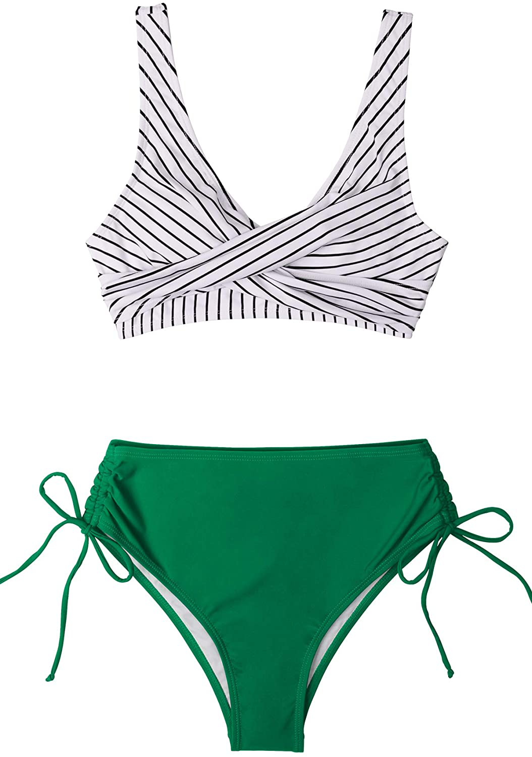 CUPSHE Women'S Bikini Swimsuit Front Cross Lace up Two Piece Bathing Suit Kylie Max