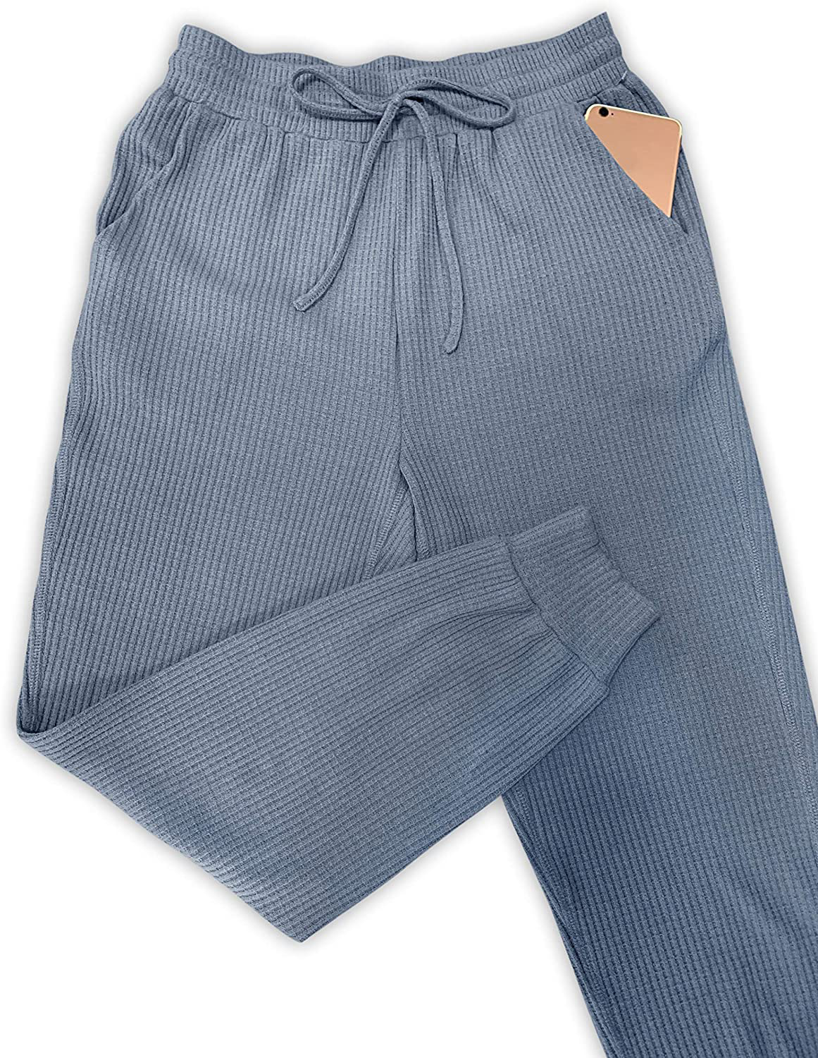MIROL Women'S Active Drawstring Joggers Pants Elastic Waist Waffle Knit Trousers Athletic Solid Color Sweatpants Apparel & Accessories > Clothing > Activewear Kylie Max