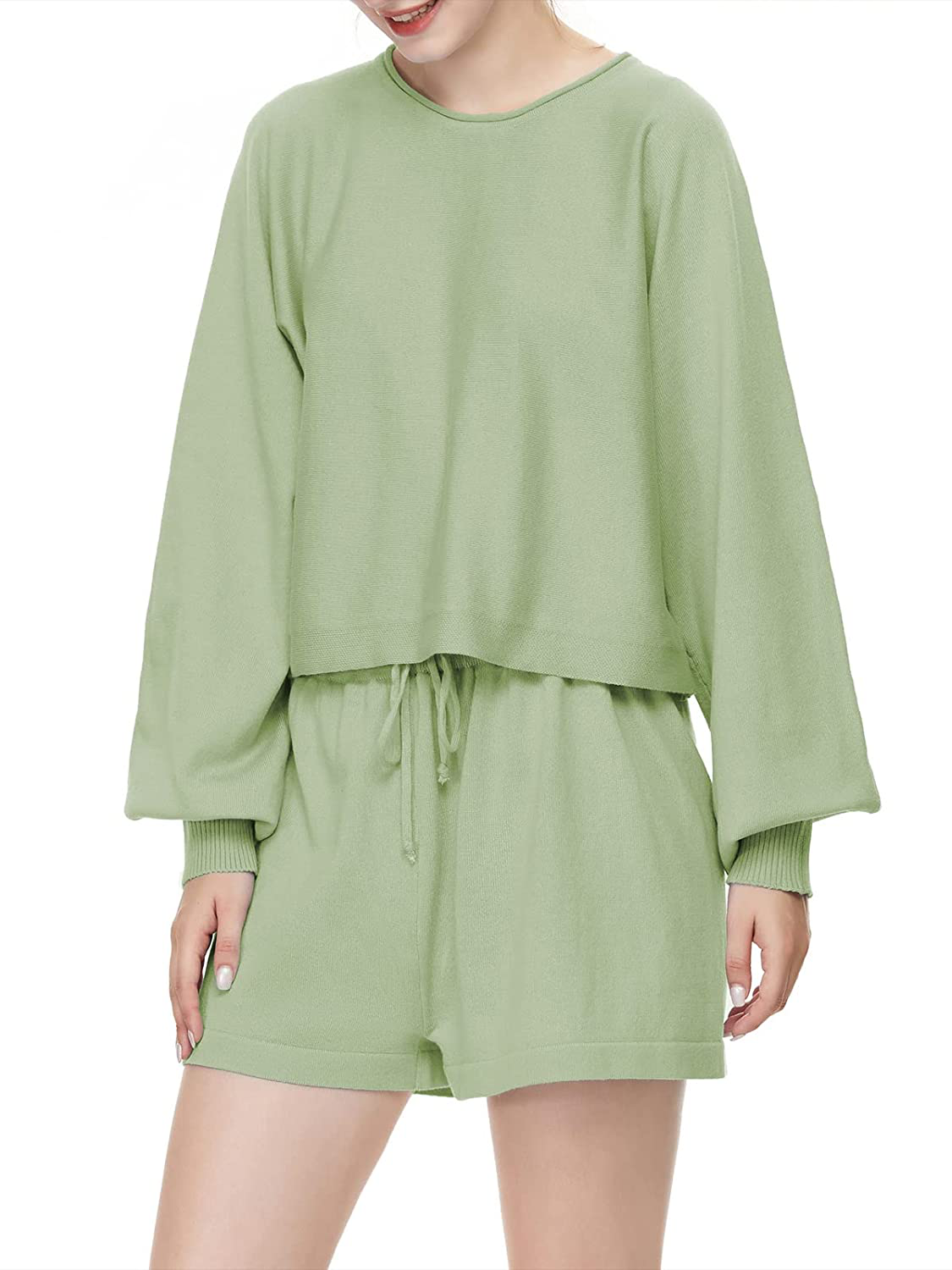 Century Star Women Pajamas Tie Dye Print Long Sleeve Shirt Elastic Drawstring Shorts 2 Piece Set Sleepwear Loungewear Apparel & Accessories > Clothing > Sleepwear & Loungewear > Pajamas Kylie Max