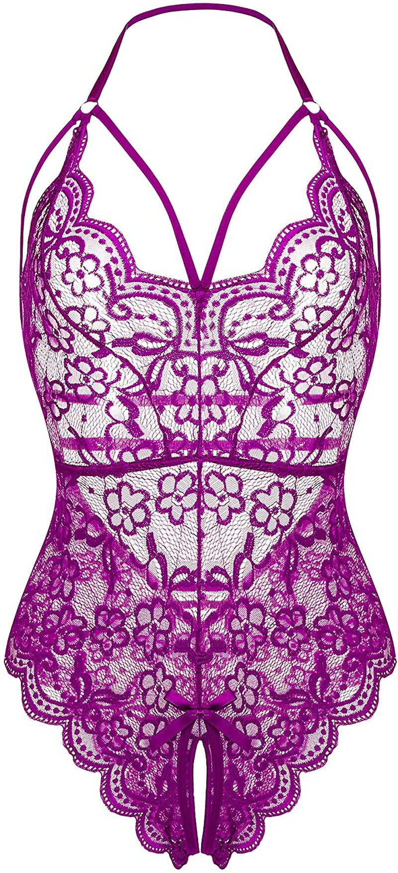 LOLLO VITA Women Lingerie Lace Bodysuit One Piece Babydoll Teddy Chemise Sleepwear Apparel & Accessories > Clothing > Underwear & Socks > Lingerie LOLLO VITA Purplish Red Small Wide