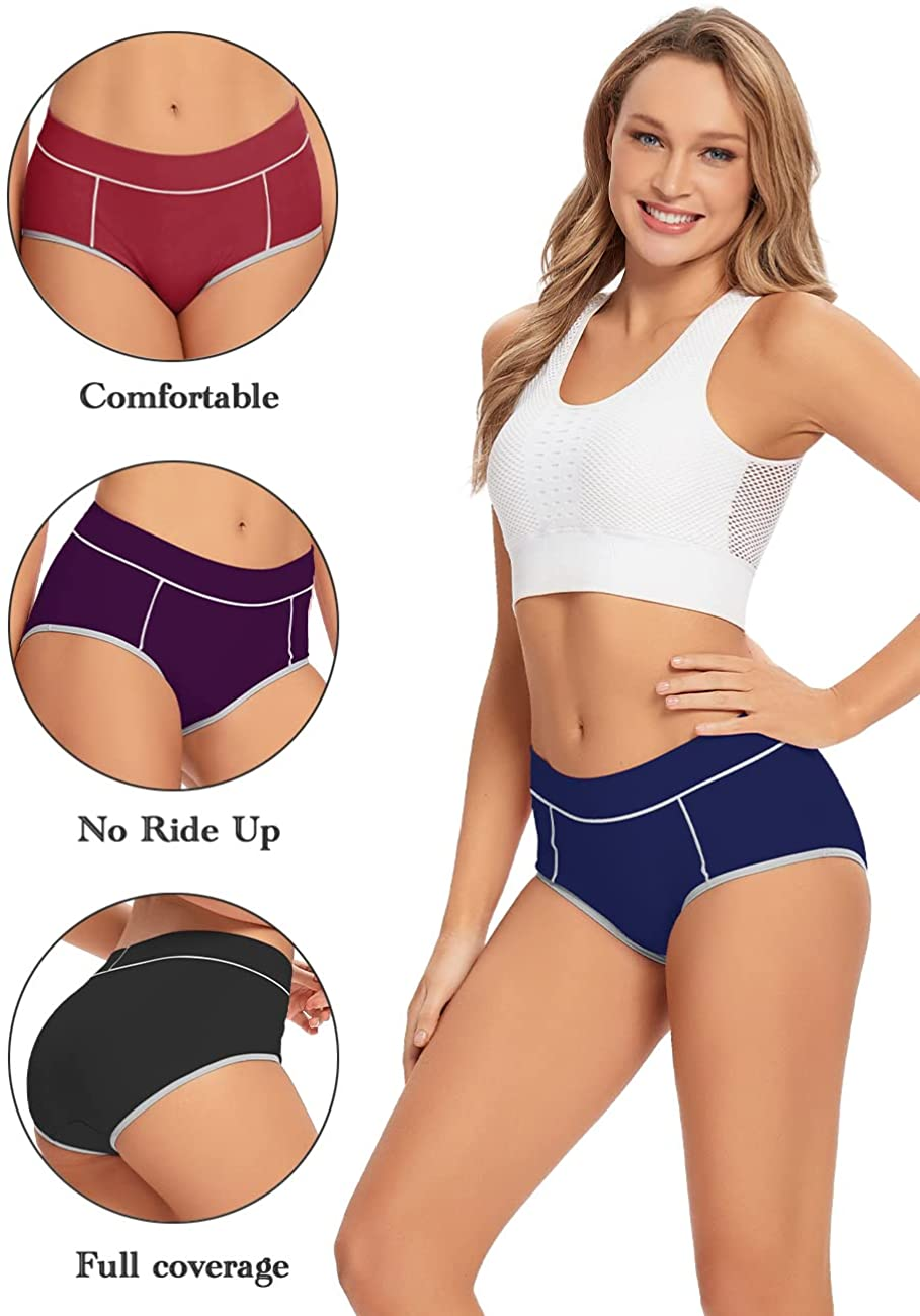 POKARLA Women'S Cotton Stretch Underwear Ladies Mid-High Waisted Briefs Panties 5-Pack Apparel & Accessories > Clothing > Underwear & Socks > Underwear POKARLA