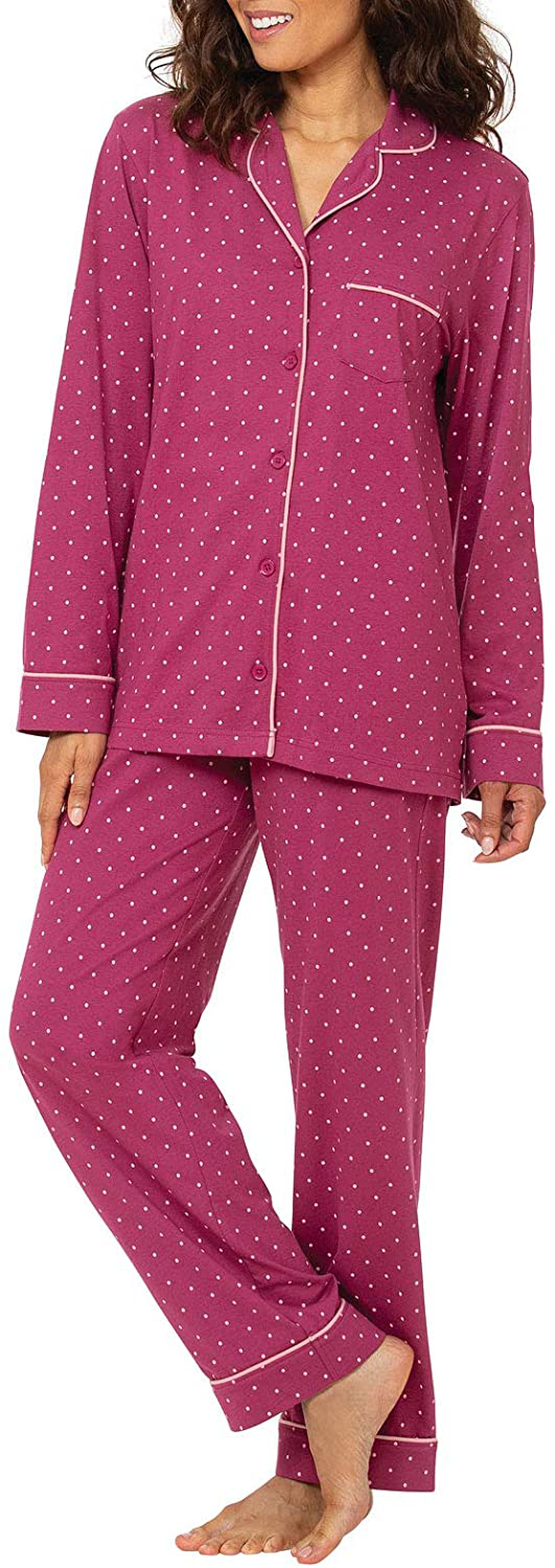 PajamaGram Pajama Set for Women - Cotton Jersey Pajamas Women Apparel & Accessories > Clothing > Sleepwear & Loungewear > Pajamas PajamaGram Fuchsia 1X