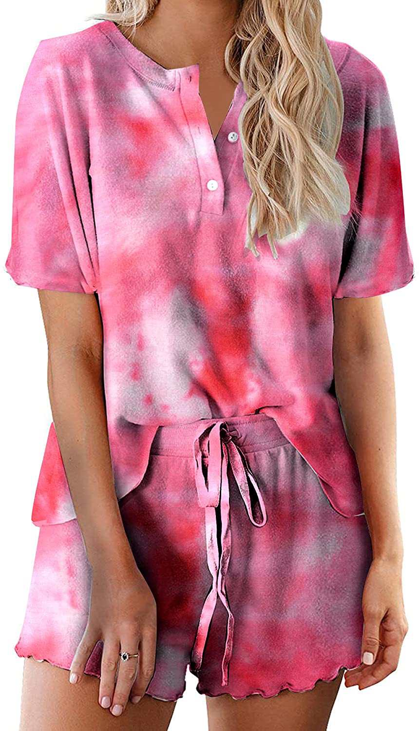 Ekouaer Tie Dye Pajamas Set Womens Loungewear Sleepwear 2 Piece PJ Sets Apparel & Accessories > Clothing > Sleepwear & Loungewear > Pajamas Ekouaer Beautiful 2 Medium