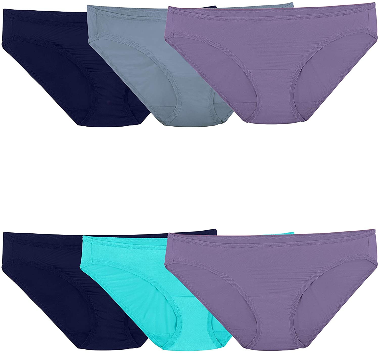 Fruit of the Loom Women'S Underwear Microfiber Panties (Regular & plus Size) Apparel & Accessories > Clothing > Underwear & Socks > Underwear Fruit of the Loom Bikini - 6 Pack - Assorted Bikini 5
