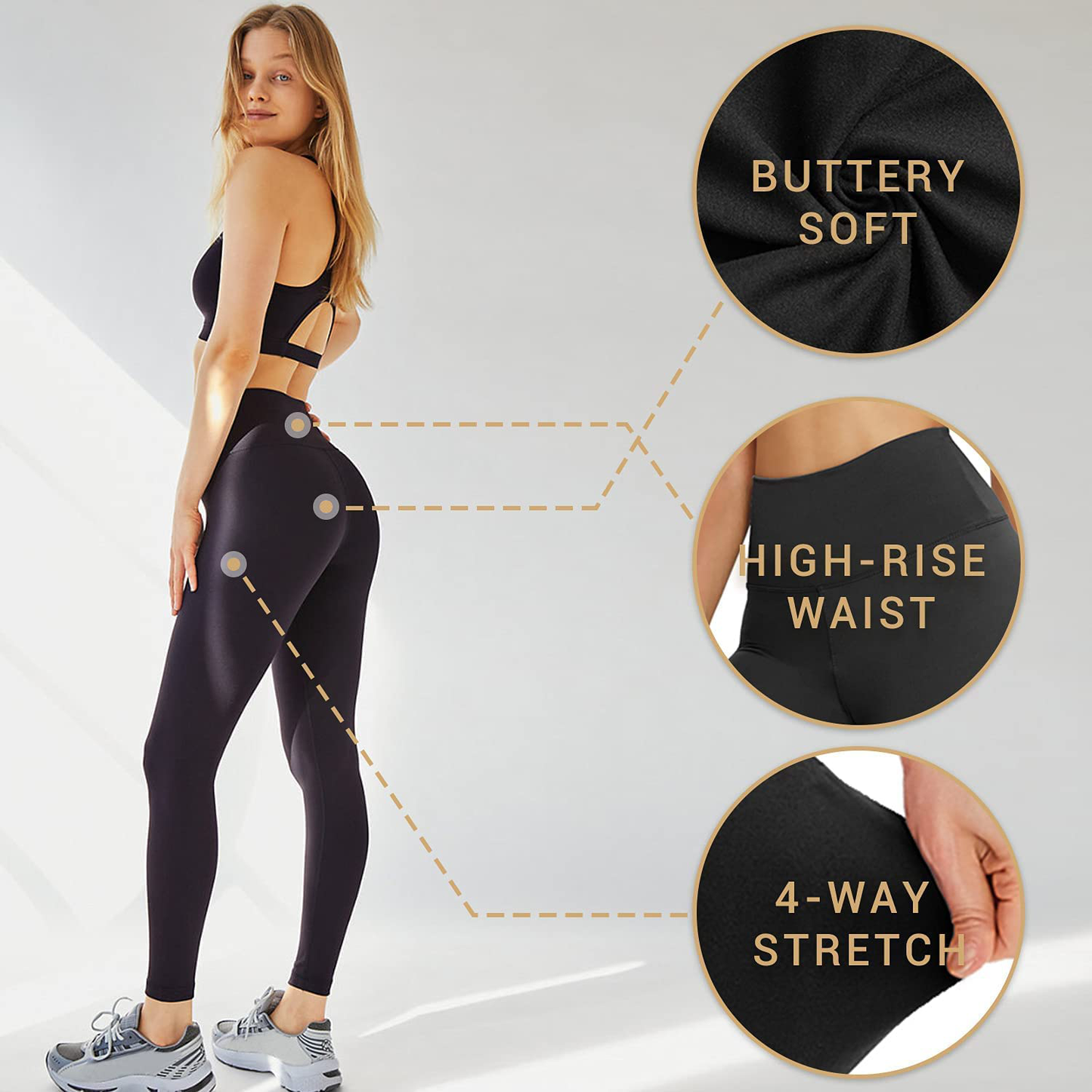 QGGQDD 3 Pack Black High Waisted Leggings for Women - Buttery Soft Workout Yoga Athletic Leggings Apparel & Accessories > Clothing > Activewear QGGQDD