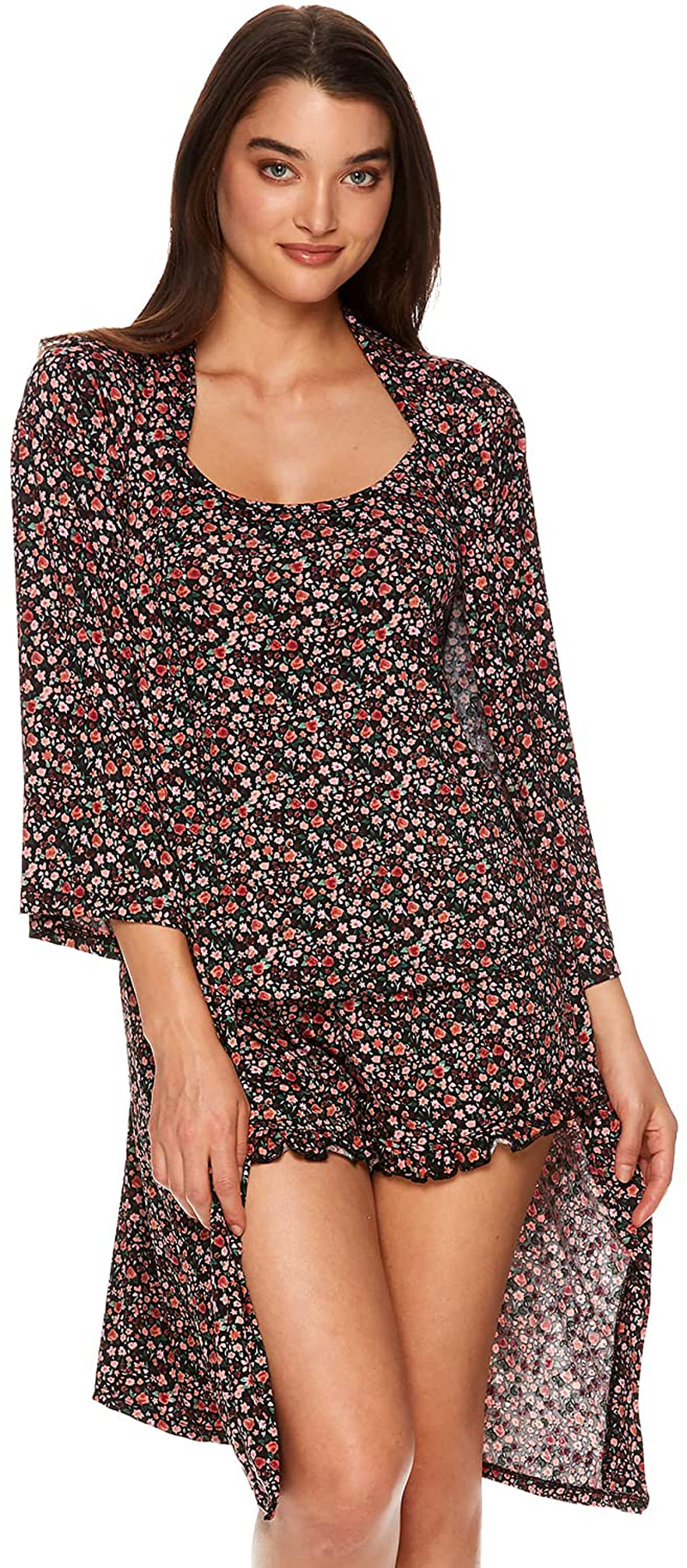 Nanette Lepore Womens 3-Piece Pajamas – Printed Cami and Short Pajama Set for Women with Matching Robe Apparel & Accessories > Clothing > Sleepwear & Loungewear Kylie Max
