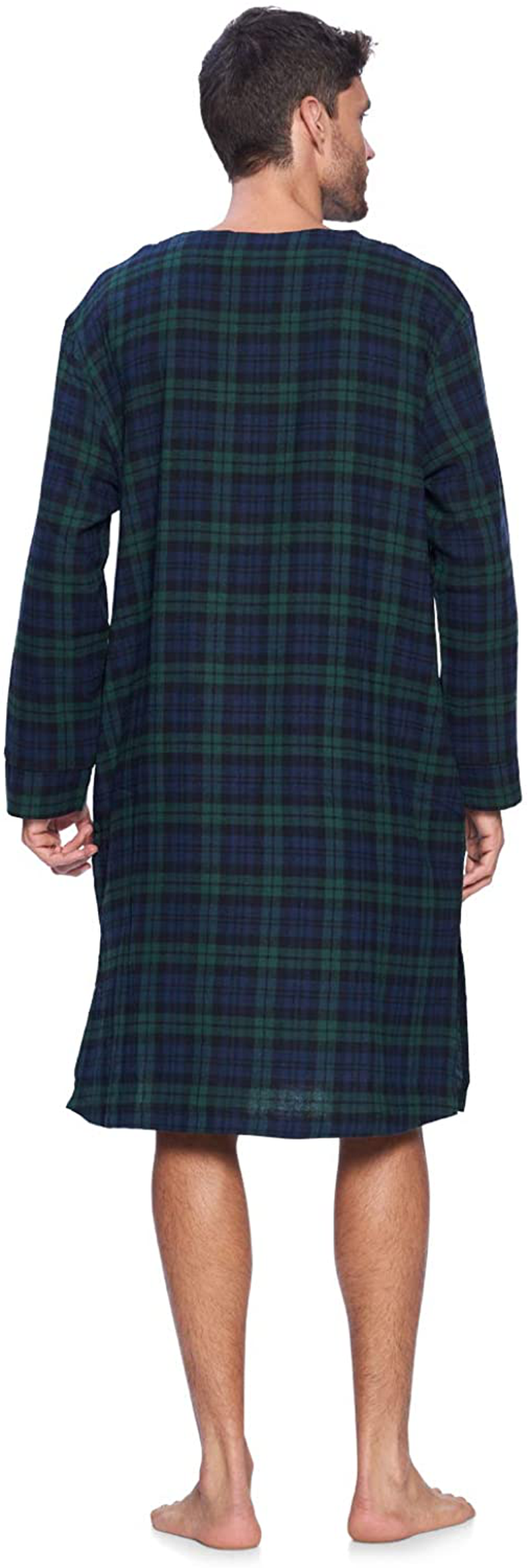 Ashford & Brooks Mens Flannel Plaid Long Sleep Shirt Henley Nightshirt Apparel & Accessories > Clothing > Sleepwear & Loungewear > Nightgowns Kylie Max