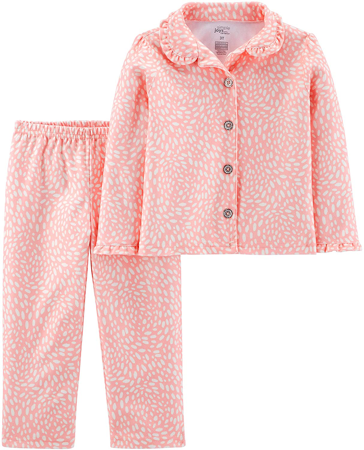 Simple Joys by Carter'S Toddler Girls' 2-Piece Coat Style Pyjama Set Apparel & Accessories > Clothing > Sleepwear & Loungewear > Pajamas Kylie Max