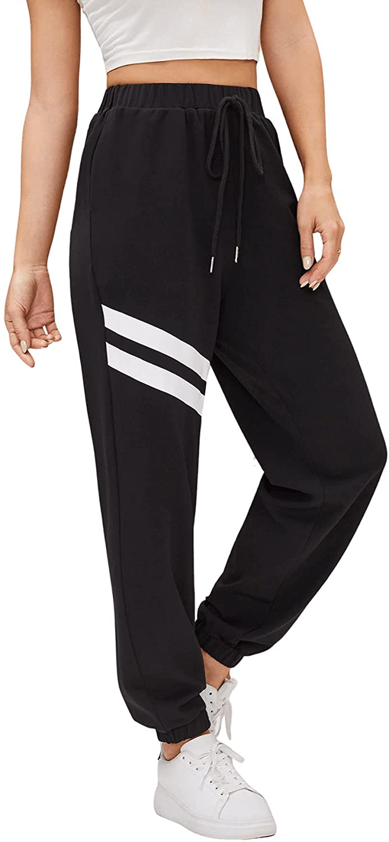 Sweatyrocks Women'S Drawstring Waist Striped Side Jogger Sweatpants with Pocket Apparel & Accessories > Clothing > Activewear Kylie Max