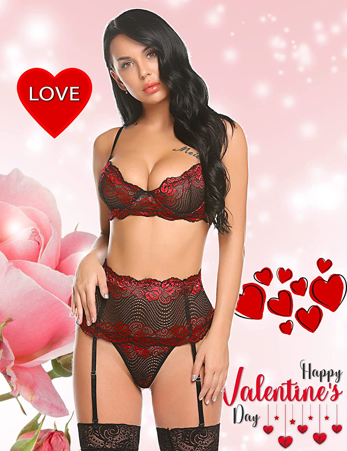 Avidlove Women Lingerie Set with Garter Belts Sexy Bra and Panty Underwire Lingerie Sets Apparel & Accessories > Clothing > Underwear & Socks > Lingerie Kylie Max