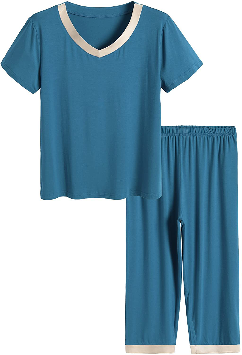 Latuza Women’s Sleepwear Tops with Capri Pants Pajama Sets Apparel & Accessories > Clothing > Sleepwear & Loungewear > Pajamas Latuza Teal 4X-Large Plus