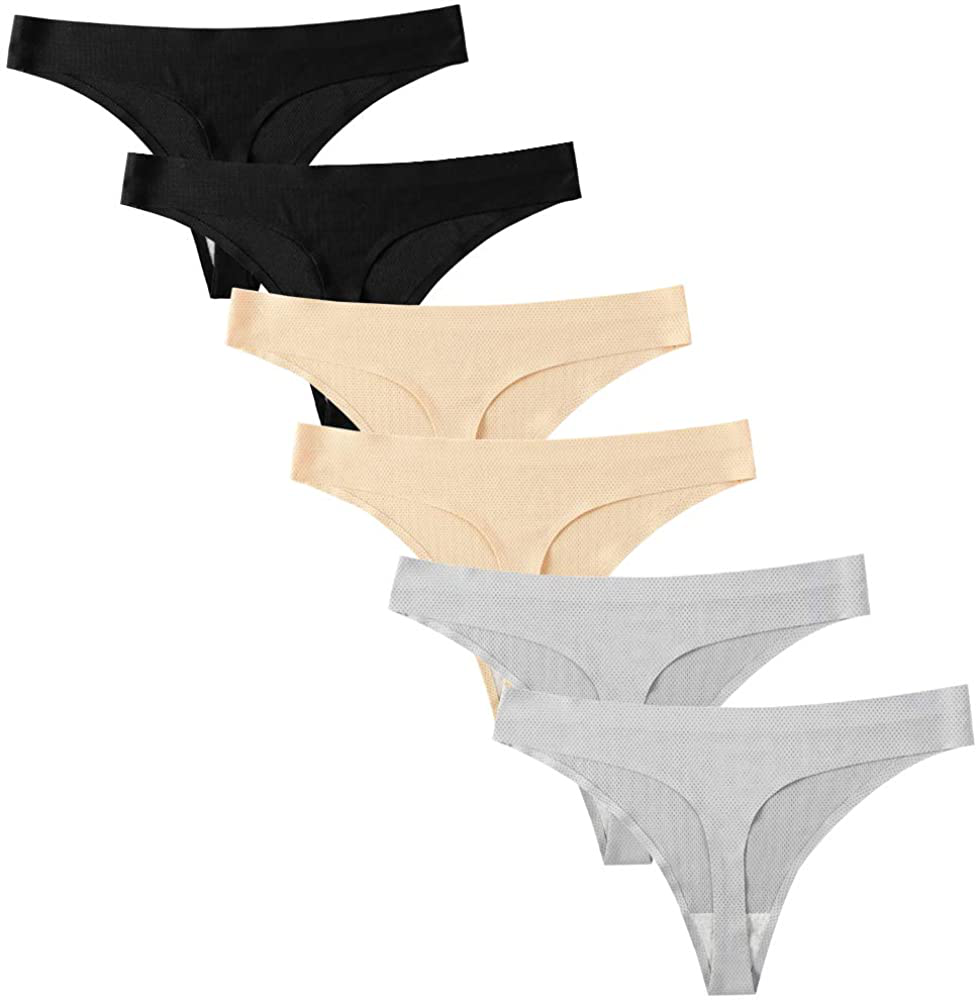 Closecret Lingerie Women 6 Pack Seamless Thongs Underwear Ice Silk Comfy G-string Panties Apparel & Accessories > Clothing > Underwear & Socks > Underwear Closecret Style 6 Medium