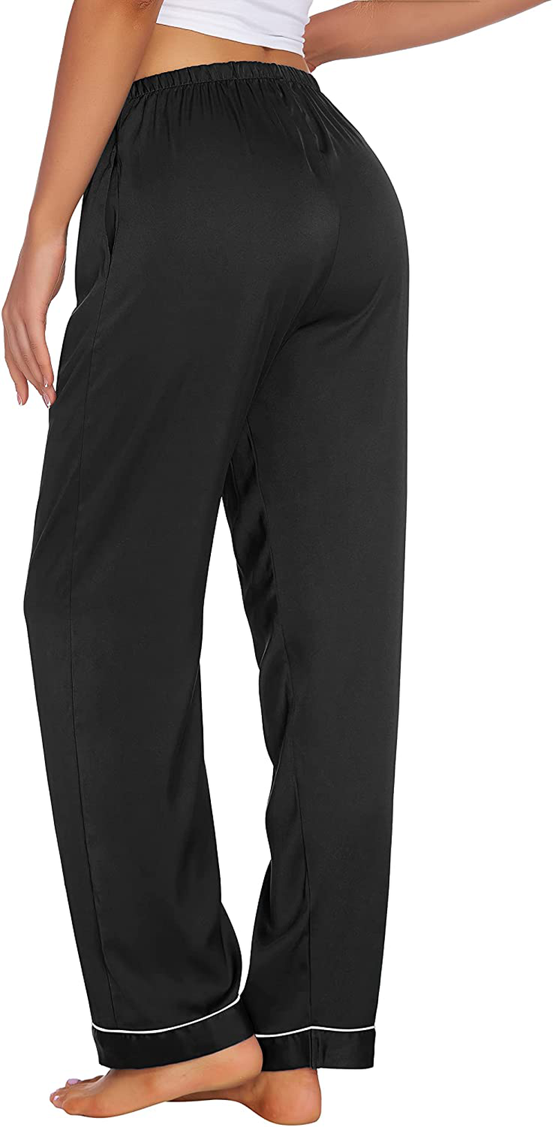 Ekouaer Silk Pajama Pants Women'S Casual Long Lounge Pants Satin Soft Sleepwear Pj Bottoms with Pockets S-XXL Apparel & Accessories > Clothing > Sleepwear & Loungewear > Pajamas Kylie Max