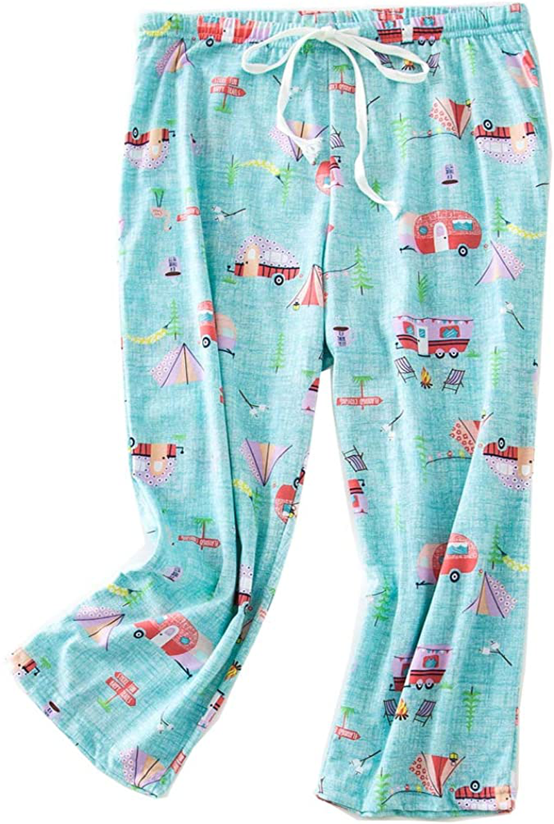 ENJOYNIGHT Women'S Capri Pajama Pants Lounge Causal Bottoms Print Sleep Pants Apparel & Accessories > Clothing > Sleepwear & Loungewear > Pajamas Kylie Max