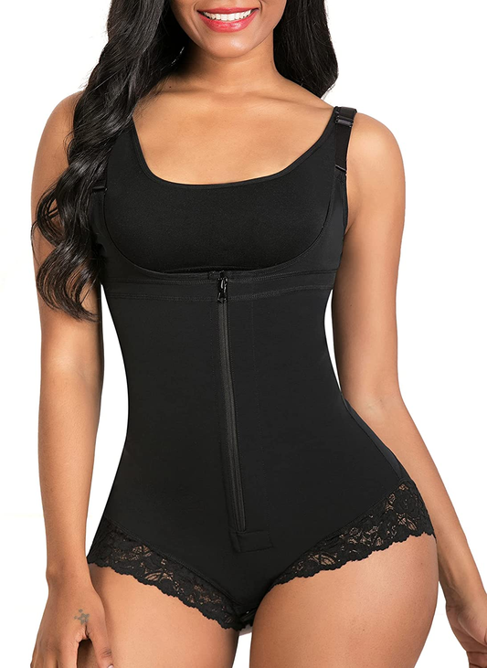 SHAPERX Shapewear for Women Tummy Control Fajas Colombianas Body Shaper Zipper Open Bust Bodysuit Apparel & Accessories > Clothing > Underwear & Socks > Shapewear SHAPERX Black X-Small