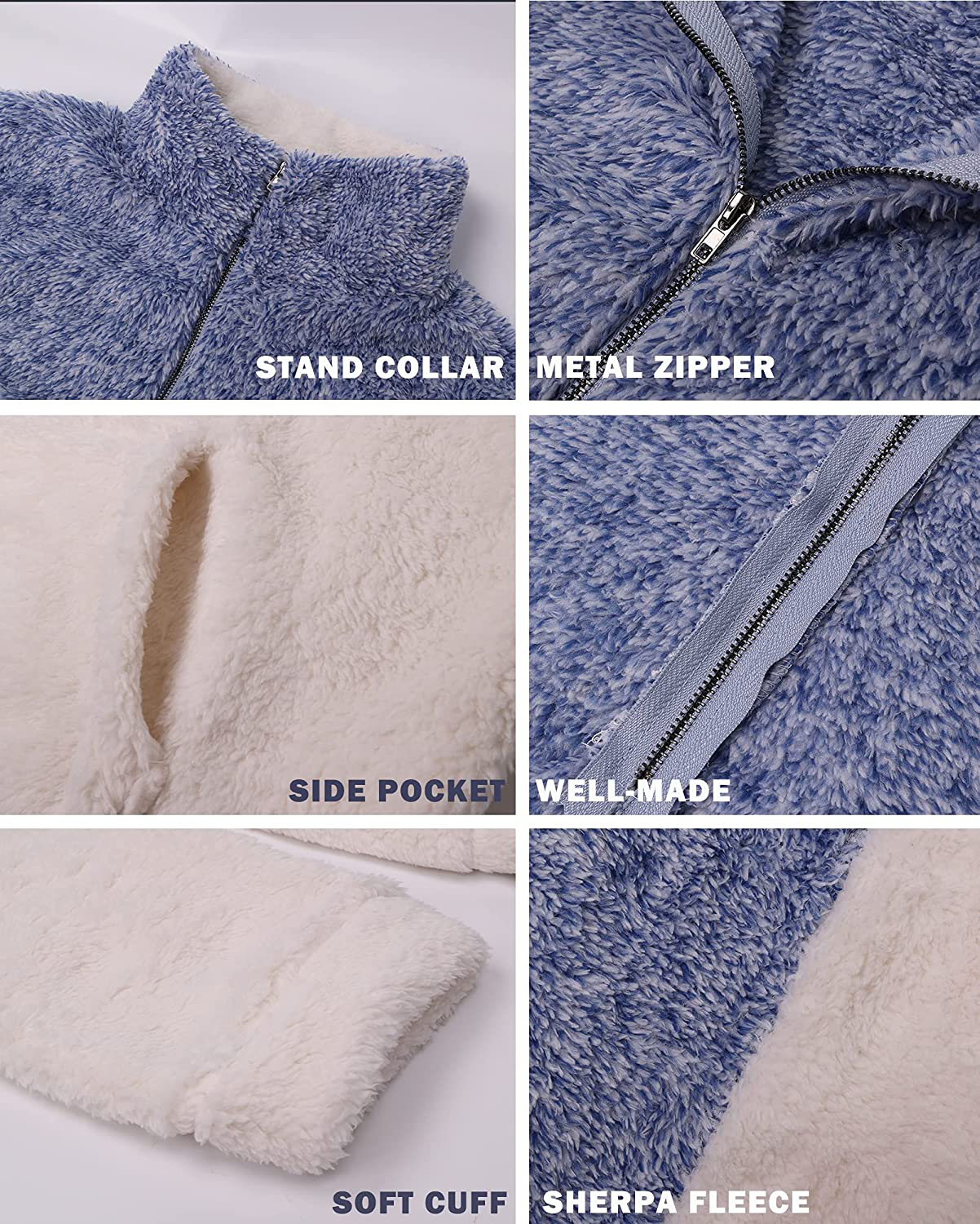 BTFBM Women Sherpa Pullover Quarter Zip Long Sleeve Fluffy Soft Fleece Jackets Sweaters Sweatshirts Hoodies Outwear Coat Apparel & Accessories > Clothing > Activewear Kylie Max