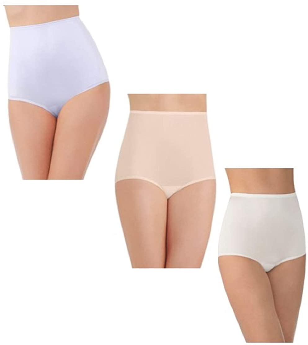 Vanity Fair Women'S Perfectly Yours Traditional Brief Panties Apparel & Accessories > Clothing > Underwear & Socks > Underwear Vanity Fair Nylon - 3 Pack - White/Fawn/Candleglow Nylon 10