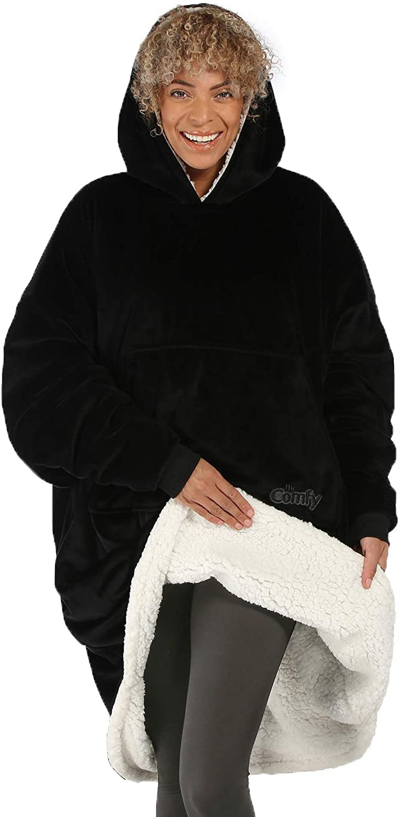 THE COMFY Original | Oversized Microfiber & Sherpa Wearable Blanket, Seen On Shark Tank, One Size Fits All Blue Arts & Entertainment > Party & Celebration > Gift Giving THE COMFY Black Original