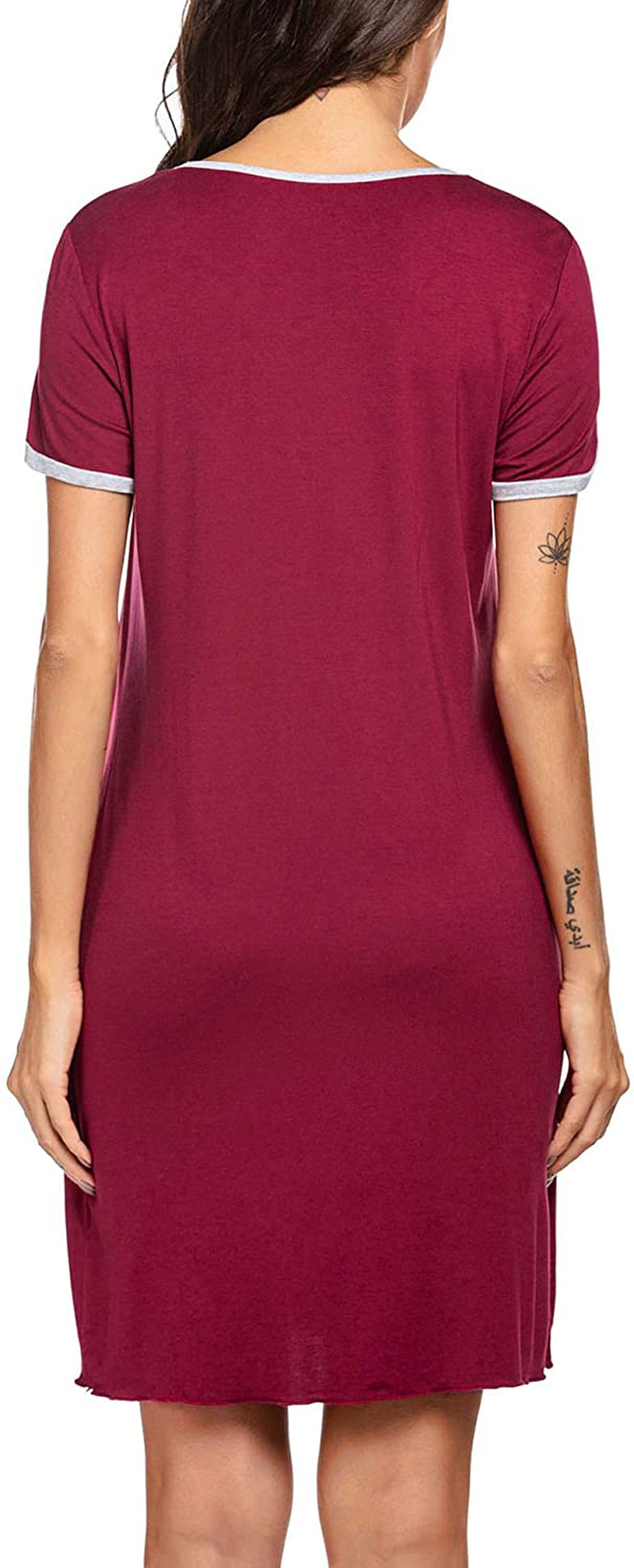 Ekouaer Women'S Nightgown Short Sleeve Sleepwear Comfy Sleep Shirt Pleated Scoopneck Nightshirt S-XXXL Apparel & Accessories > Clothing > Sleepwear & Loungewear > Nightgowns Kylie Max