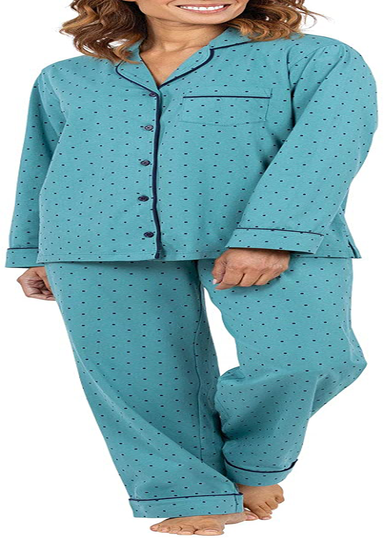 PajamaGram Pajama Set for Women - Cotton Jersey Pajamas Women Apparel & Accessories > Clothing > Sleepwear & Loungewear > Pajamas PajamaGram Teal 2X