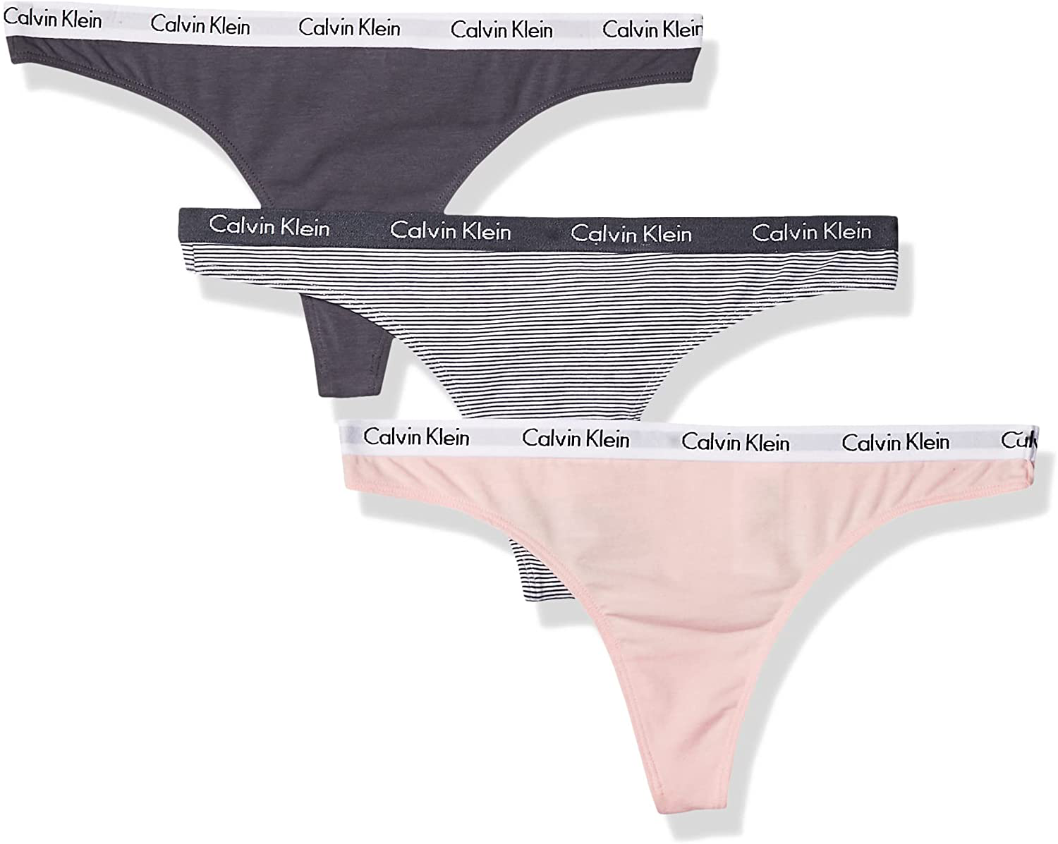 Calvin Klein Women's Signature Logo Cotton Thong Apparel & Accessories > Clothing > Underwear & Socks > Underwear Calvin Klein Soot/Nymph's/Feder Stripe 1 Small