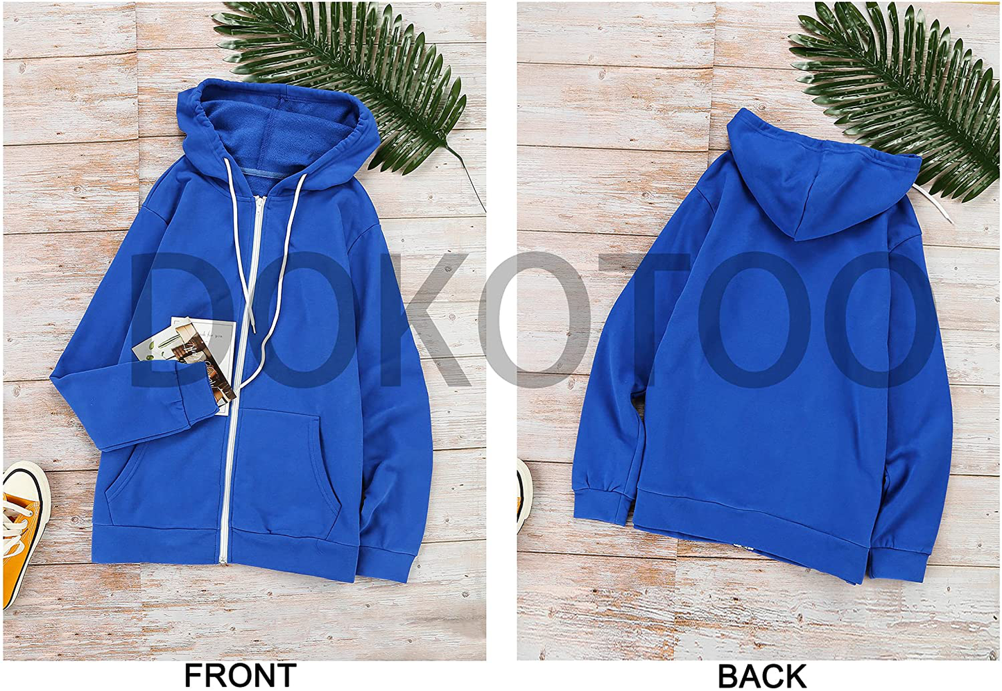Dokotoo Women'S Full Zip up Hoodie Long Sleeve Hooded Sweatshirts Pockets Jacket Coat for Women Apparel & Accessories > Clothing > Activewear Kylie Max