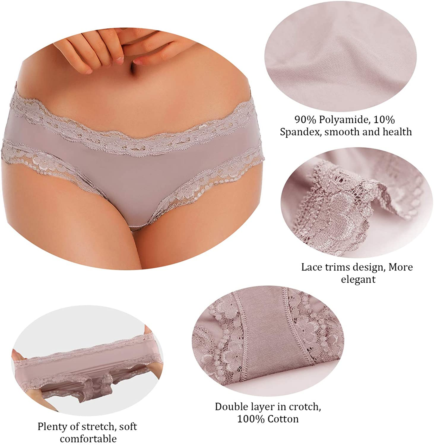 VEENXTHA Womens Underwear Hipster Panties 5 Pack Smooth Stretch Microfiber Briefs VEENXTHA